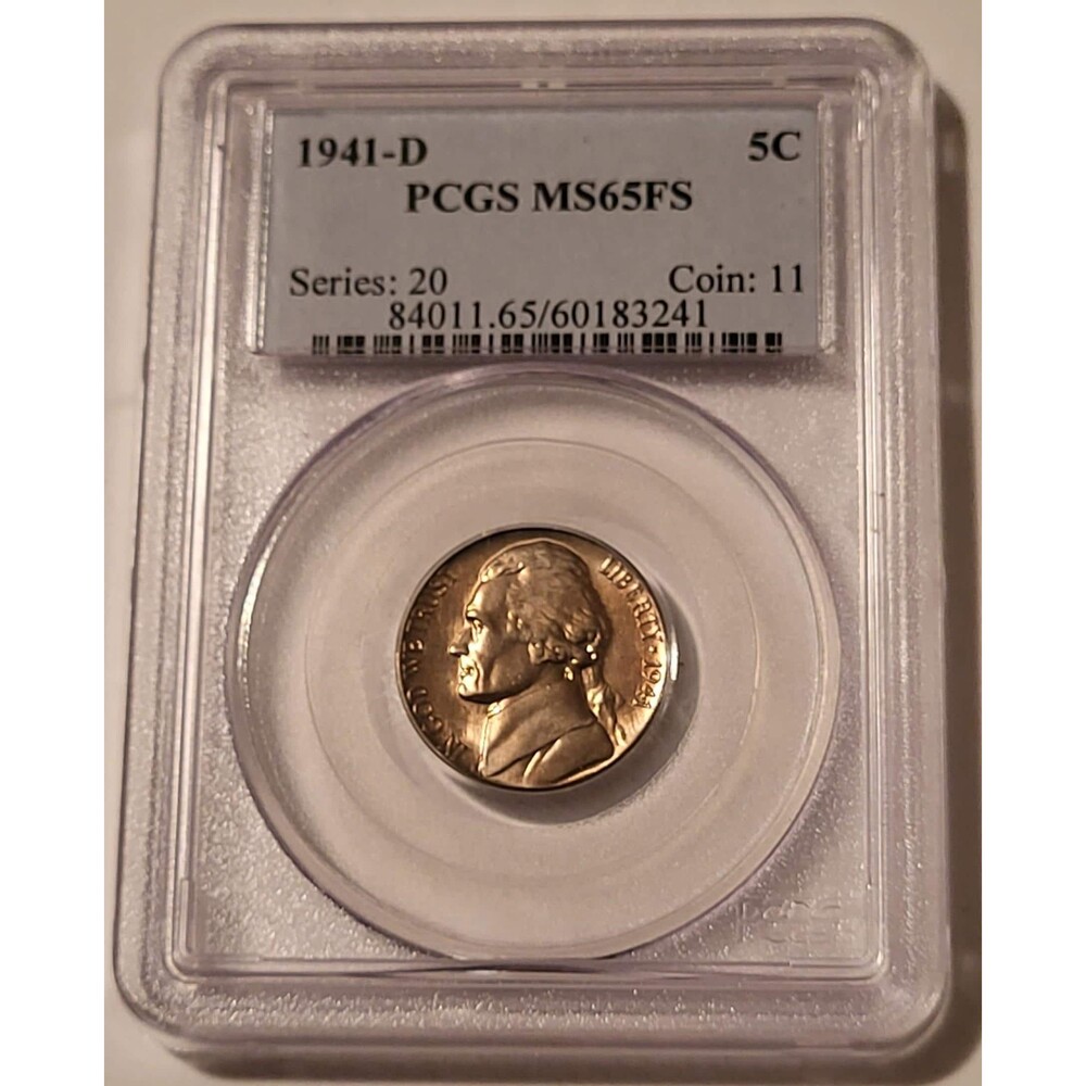 1941 D Jefferson Nickel MS65 5 FS PCGS Toning